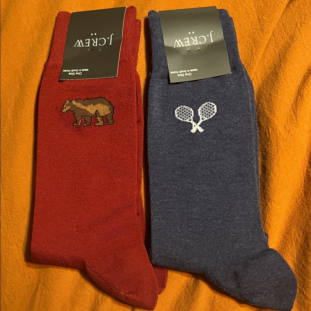 J. Crew Bear and Tennis Socks in Red and Blue